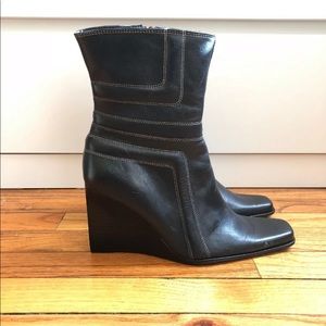 Steve Madden Black Leather Boots Size 10